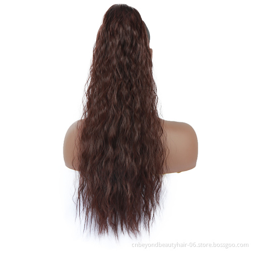 Natural Black Brown Water wave Synthetic Drawstring With Clip Ponytail Hair extension Pony tail For Black Women